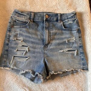 American Eagle Outfitters Light Blue Distressed Jean Shorts